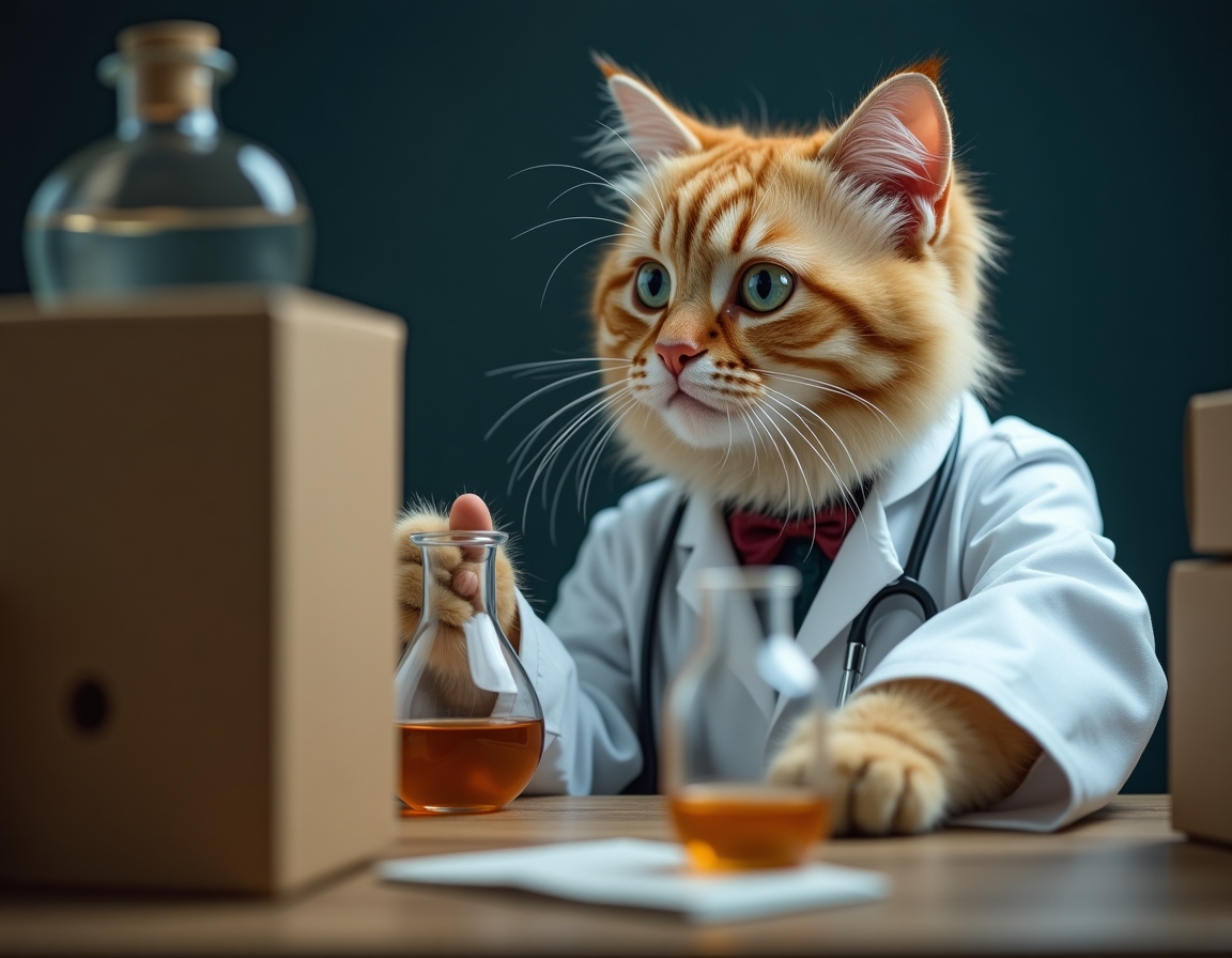 🔬 Hypothesis: If I fits, I sits. Result: Confirmed. Your cat in a lab coat, conducting important experiments with cardboard boxes.