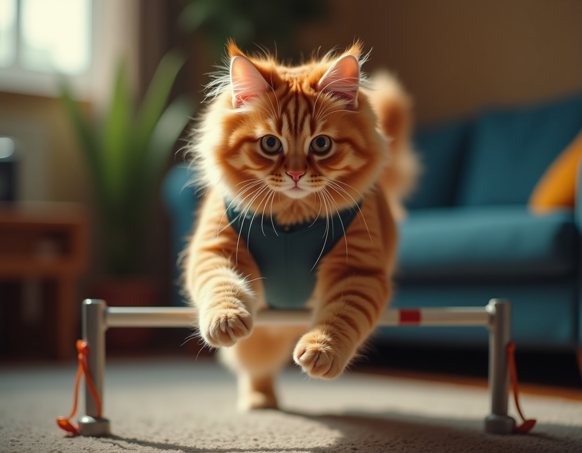 🏅 Gold medal in the 3 AM Sprint. Your cat in athletic gear, mid-leap over a hurdle (or the couch).