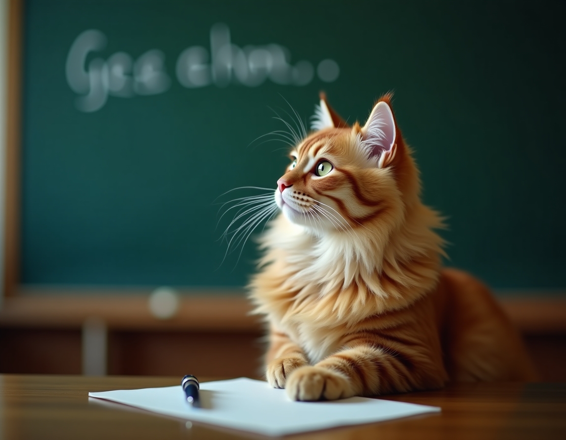 📚 Today's lesson: Advanced Napping 101. Your cat at a chalkboard, teaching the finer points of sleeping 16 hours a day.