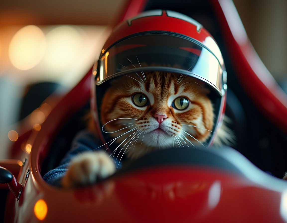 🏎️ Vroom vroom at 3 AM. Your cat in a racing helmet, tearing around the house at maximum speed.