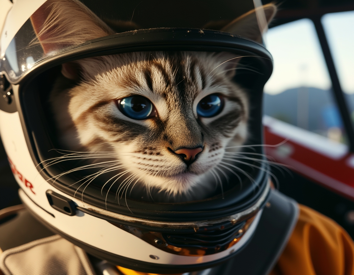 🏎️ Vroom vroom at 3 AM. Your cat in a racing helmet, tearing around the house at maximum speed.