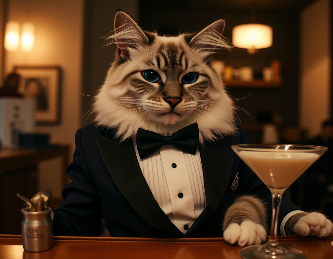 🕵️ Bond. James Bond. Actually, it's Beans. Your cat in a tuxedo with a martini (milk, shaken not stirred).