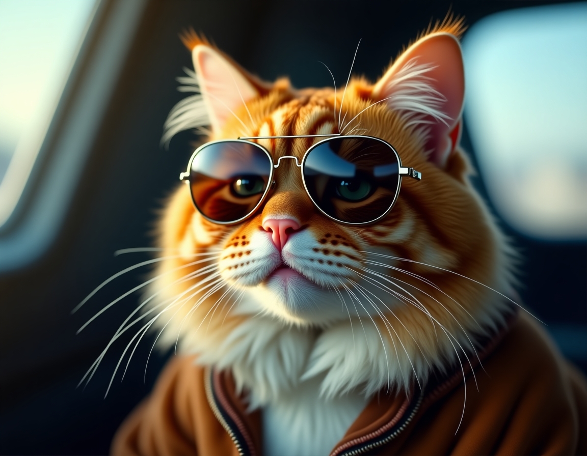 ✈️ This is your captain speaking. Prepare for landing... on your keyboard. Your cat in aviator sunglasses and a pilot's uniform, ready for takeoff.